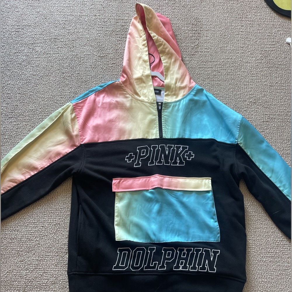 3/4 zip hooded Pink Dolphin Sweatshirt. Very rare item from 2017 fall drop